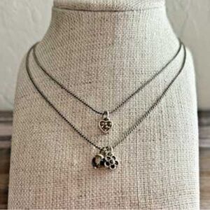 Brighton First Love Swarvoski Crystal Heart & Floral Charm Multi Strand Necklace